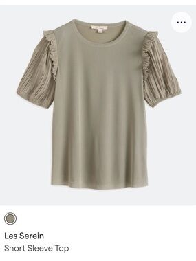 Les Serein Olive Pleated Ruffle Sleeve Top